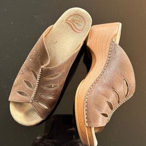 Dansko Brown Leather Cutout Sandals